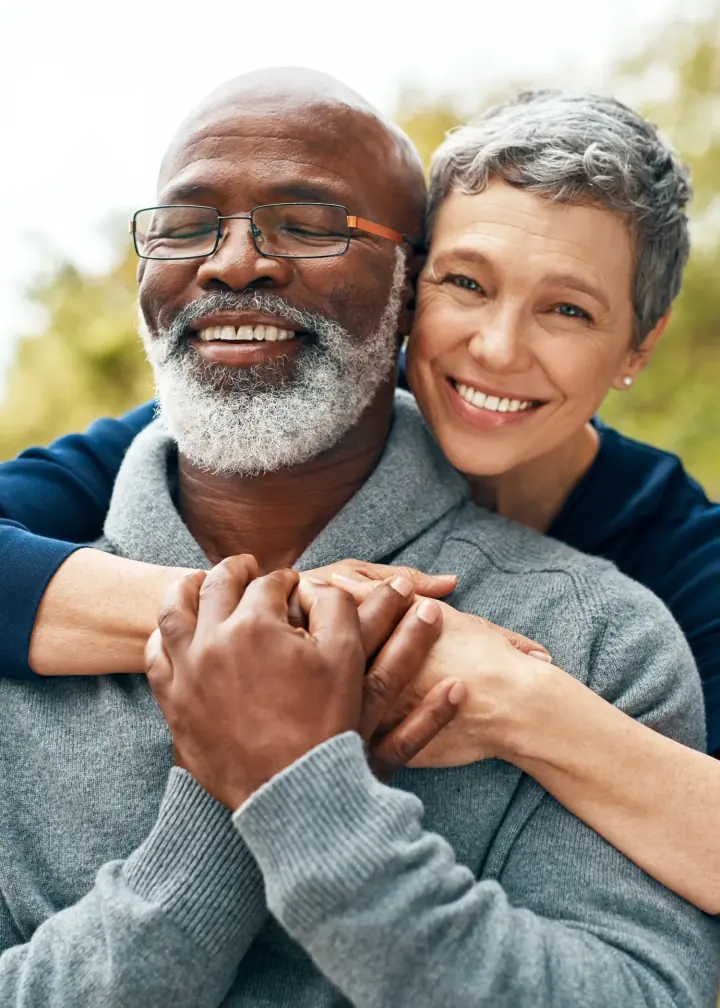 A happy couple smiling together