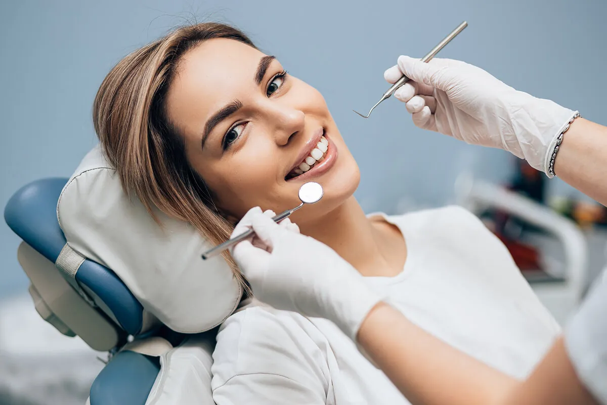 Patient having an initial dental examination