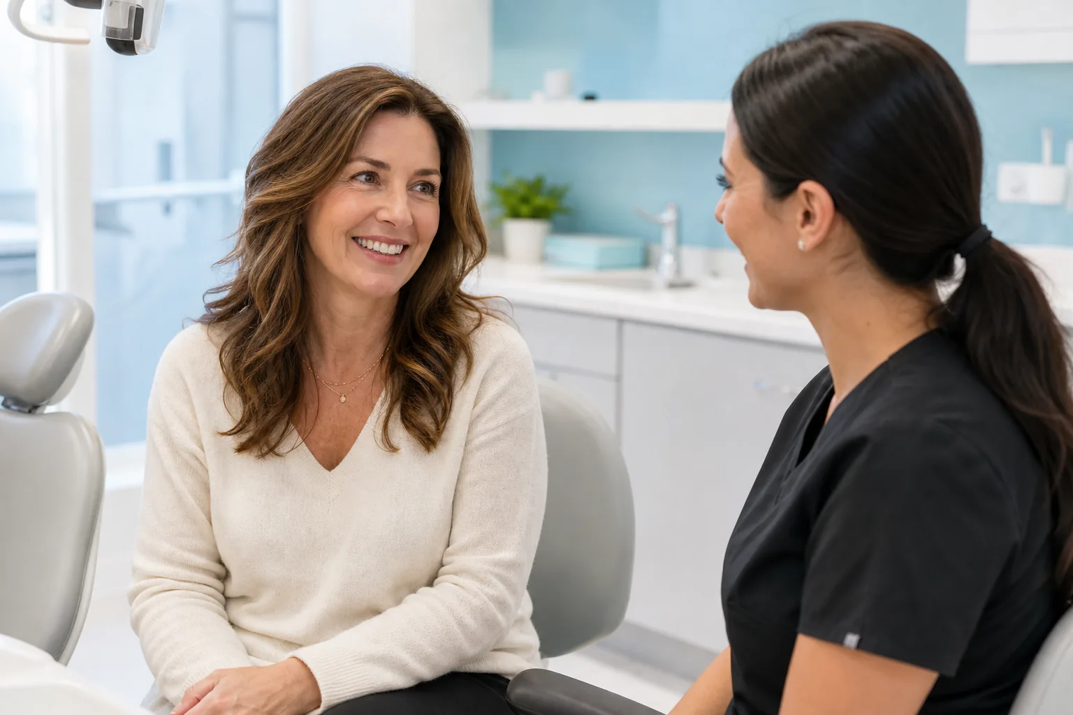Patient discussing smile makeover options with a dental professional