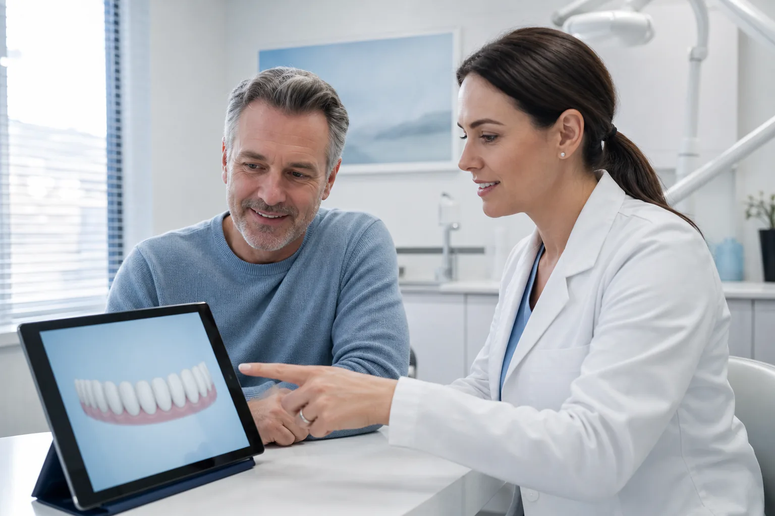 Patient reviewing a personalized smile treatment plan with a dental professional